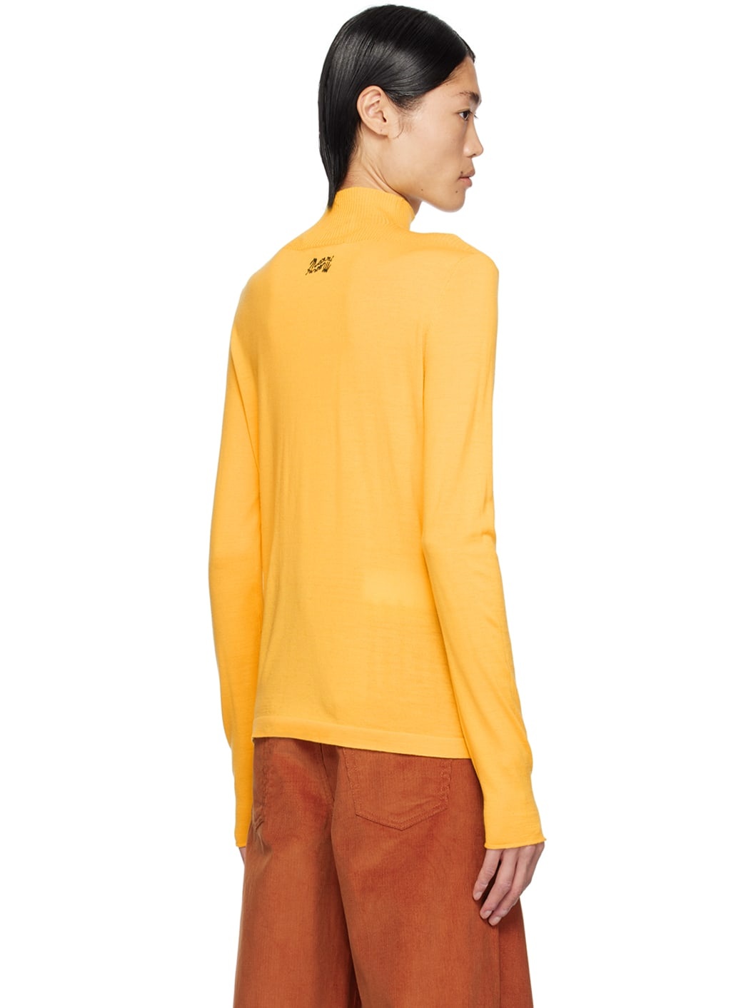 Yellow Embroidered Turtleneck - 3