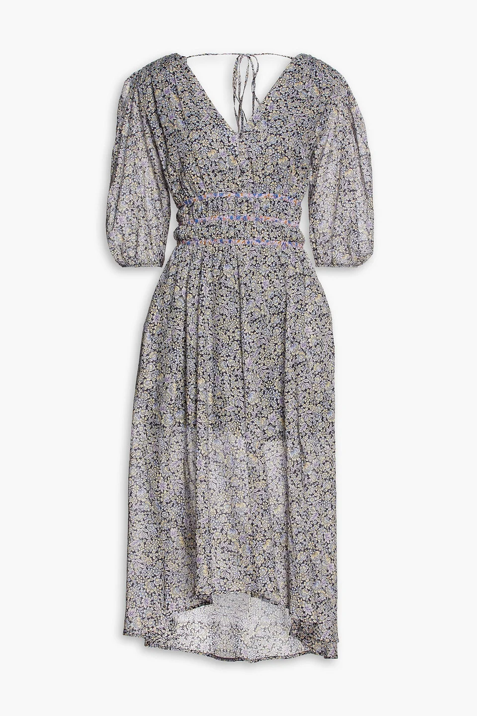 Floral-print cotton-voile midi dress - 1