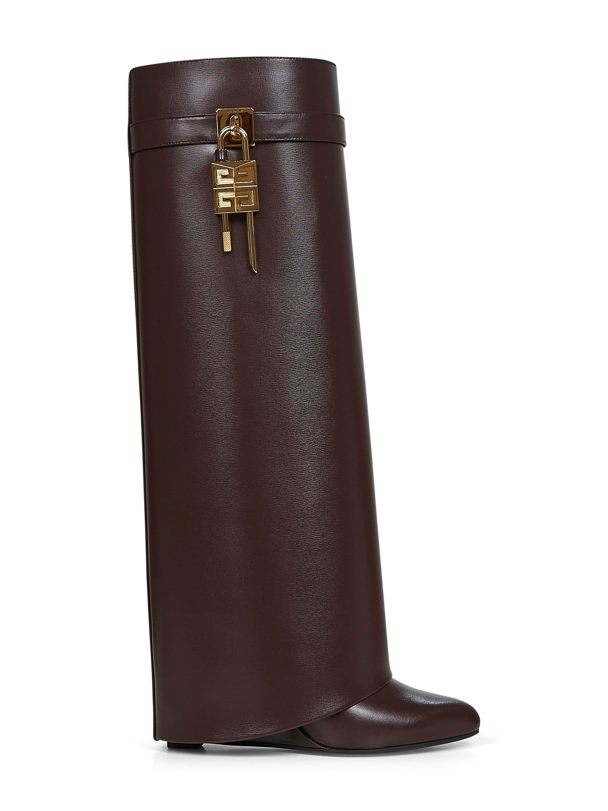 Givenchy Women Brown Leather Shark Lock Boots - 1