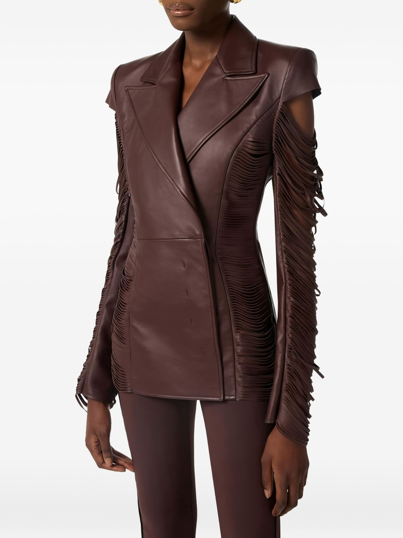 double-breasted fringed leather jacket 5