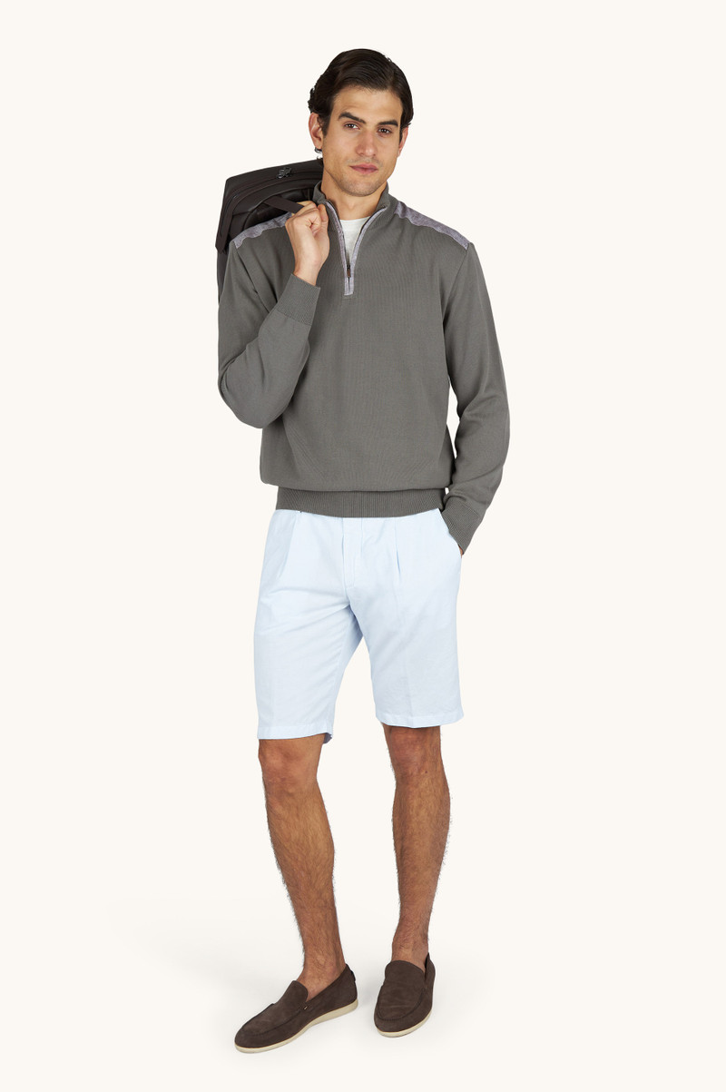 Paul & Shark HALF‑ZIP SWEATER IN FRESCO COTTON WITH LINEN DETAILS outlook