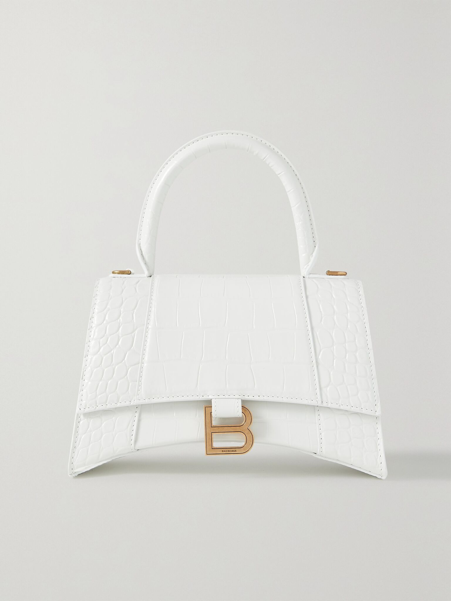 Hourglass XS croc-effect leather tote White - 1