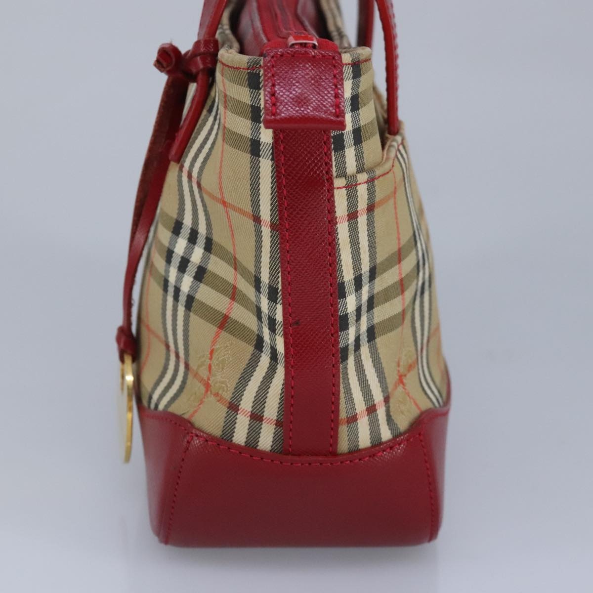 Burberry Nova Check Hand Bag Canvas Beige Red - 5