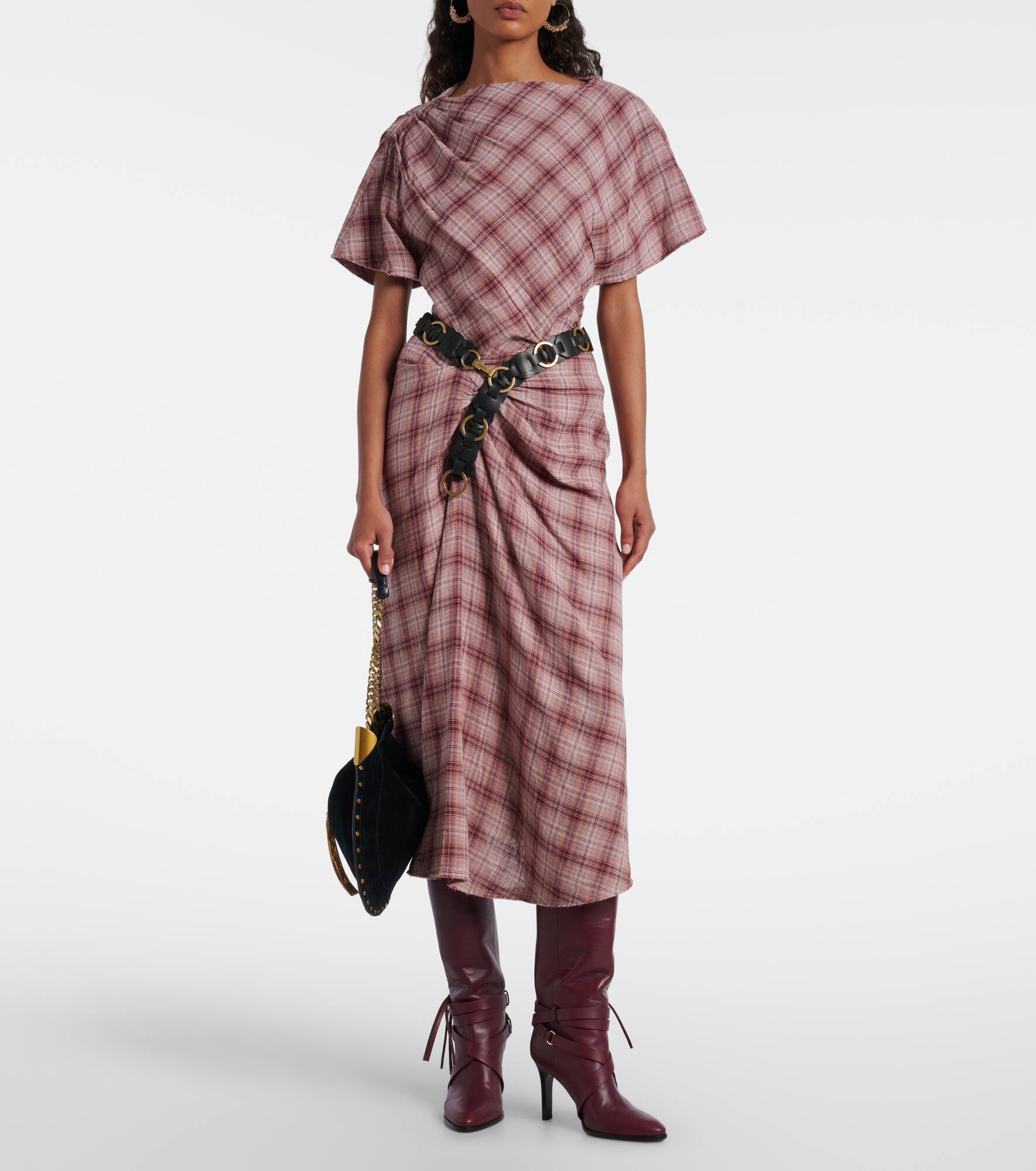 Nicole checked cotton midi skirt - 2