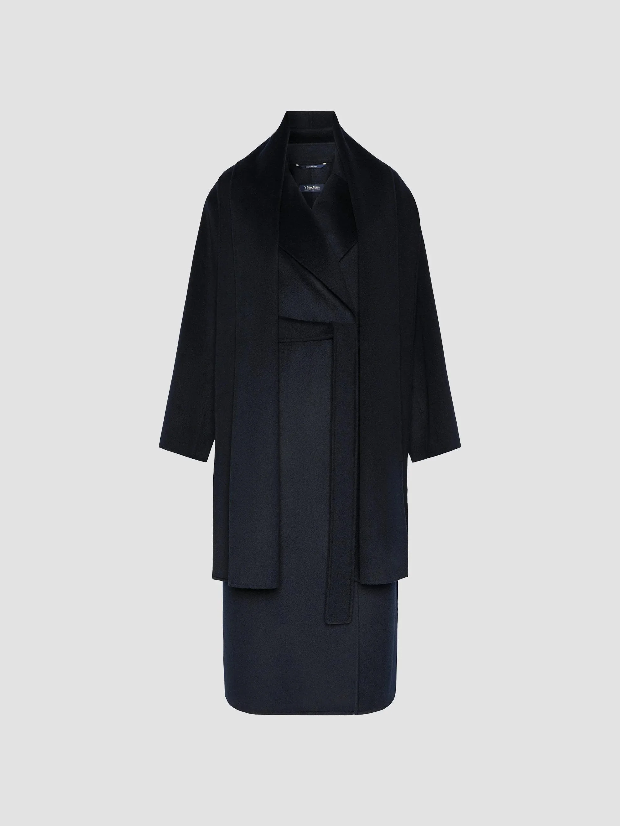 Women's Double Wool and Cashmere Robe Coat - Midnight Blue - 1