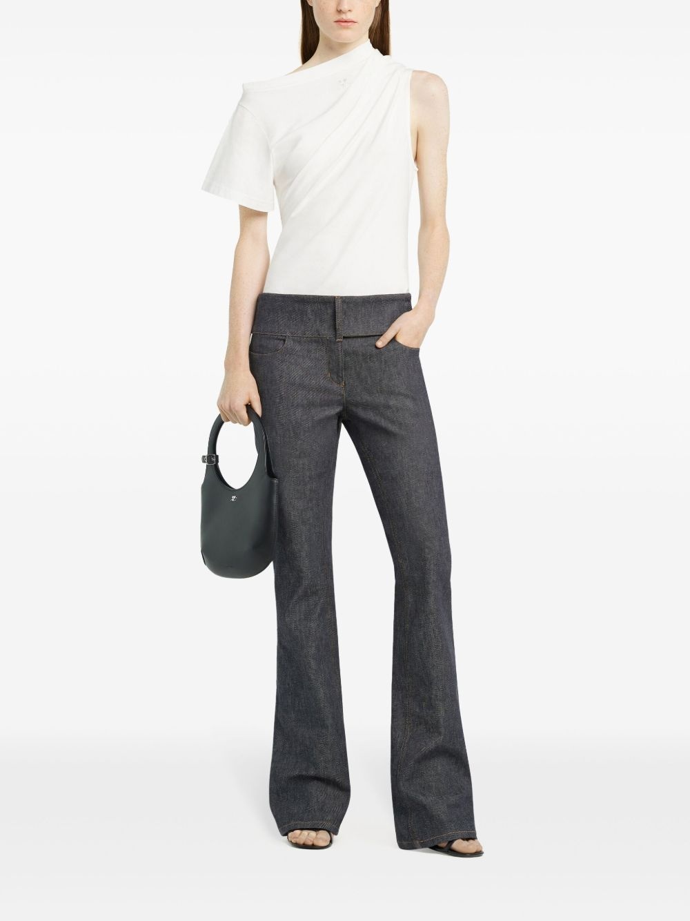 asymmetric draped T-shirt - 2