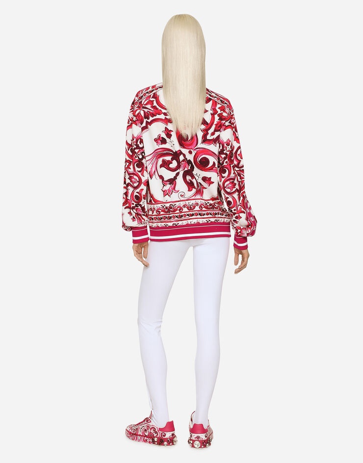 Zip-up cady sweatshirt with Majolica print - 3