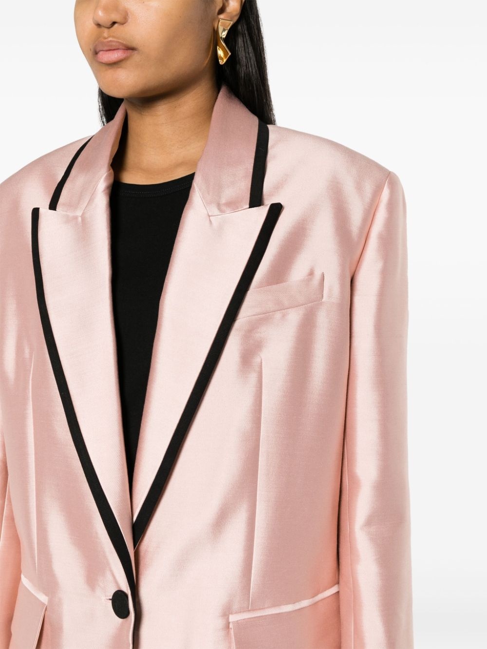 contrasting-trim single-breasted blazer - 5