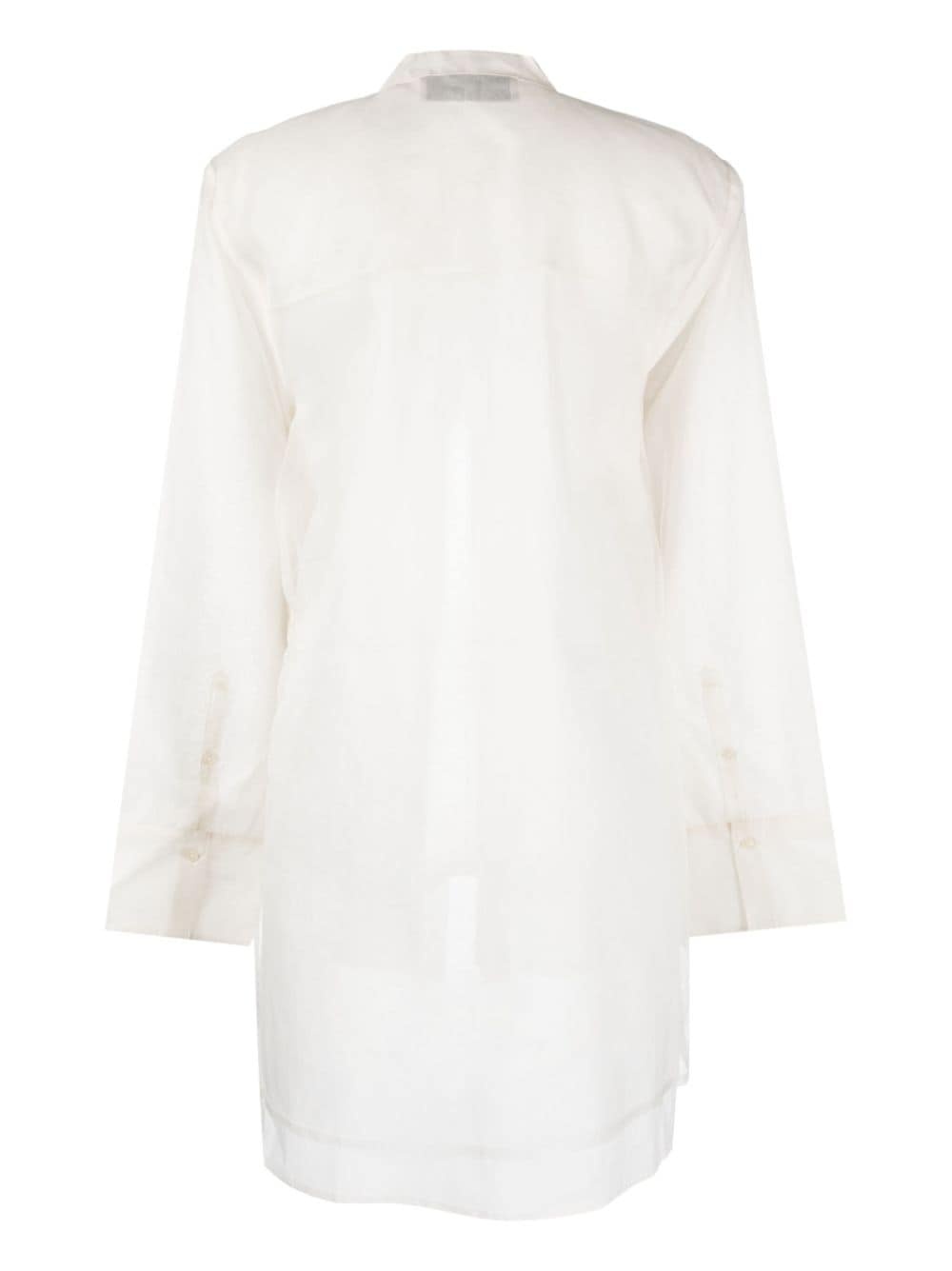button-up band-collar blouse - 2