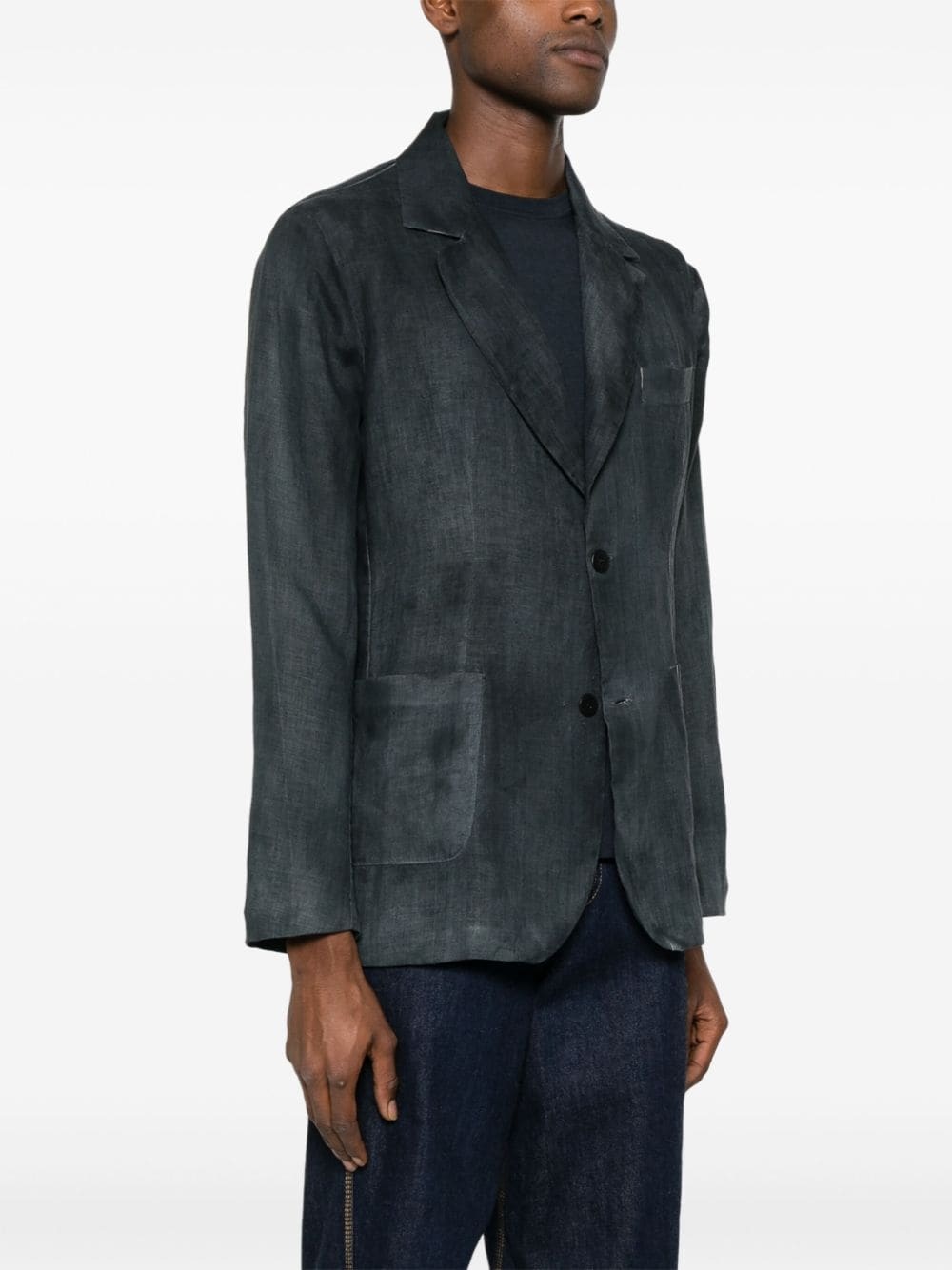 slub-texture hemp blazer - 3