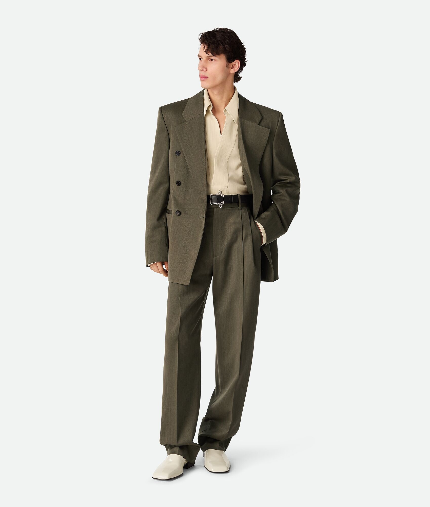 ジャケット BOTTEGA VENETA Bottega Veneta Wool Chevron Jacket Bottega Veneta® Men's Wool Subtle Chevron Jacket in Forest