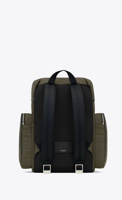 SAINT LAURENT city multipocket backpack in canvas, smooth leather and nylon outlook