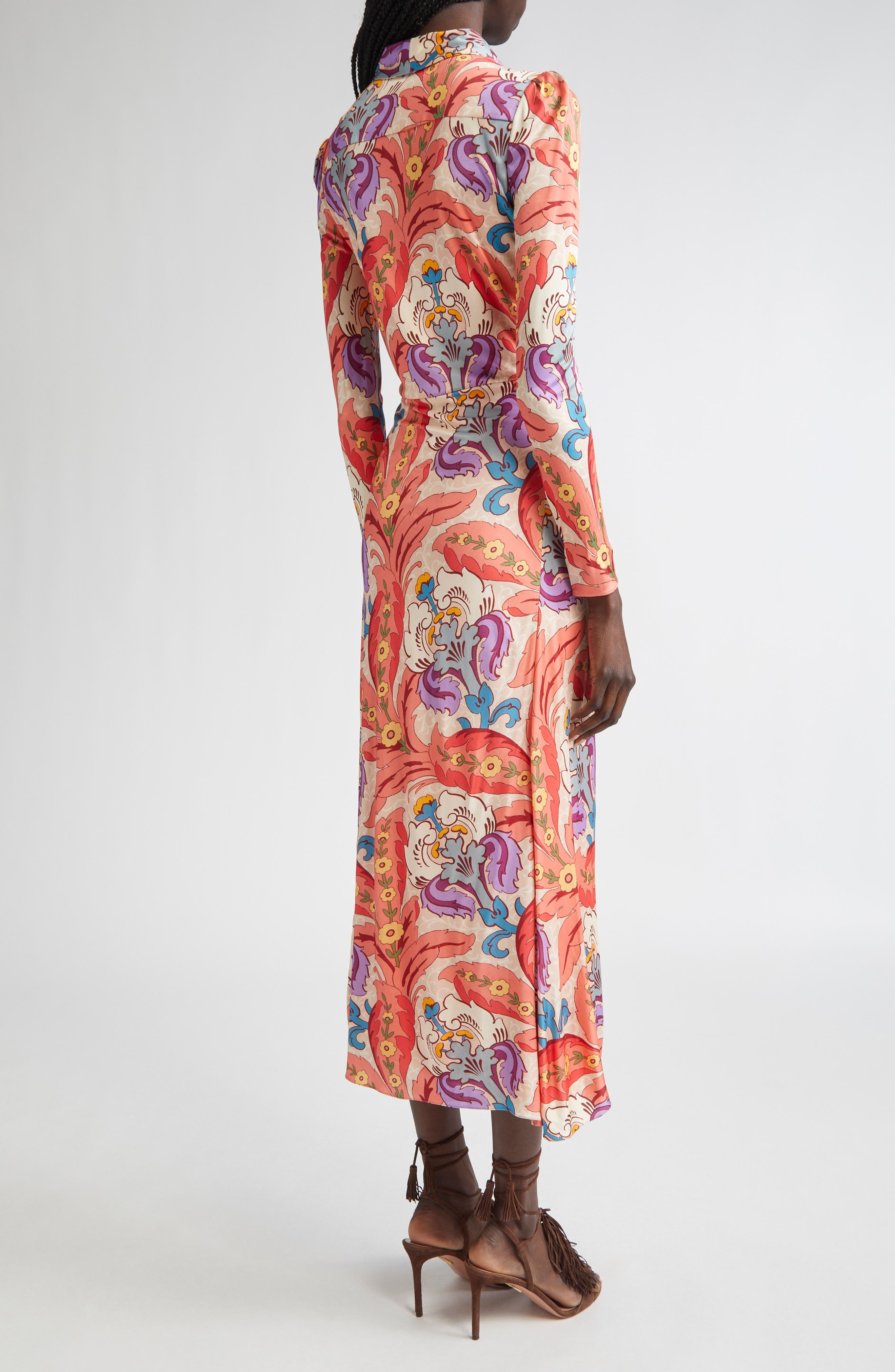 Etro Paisley Print Long Sleeve Jersey Midi Dress in Stampa F.do Rosa at Nordstrom - 3
