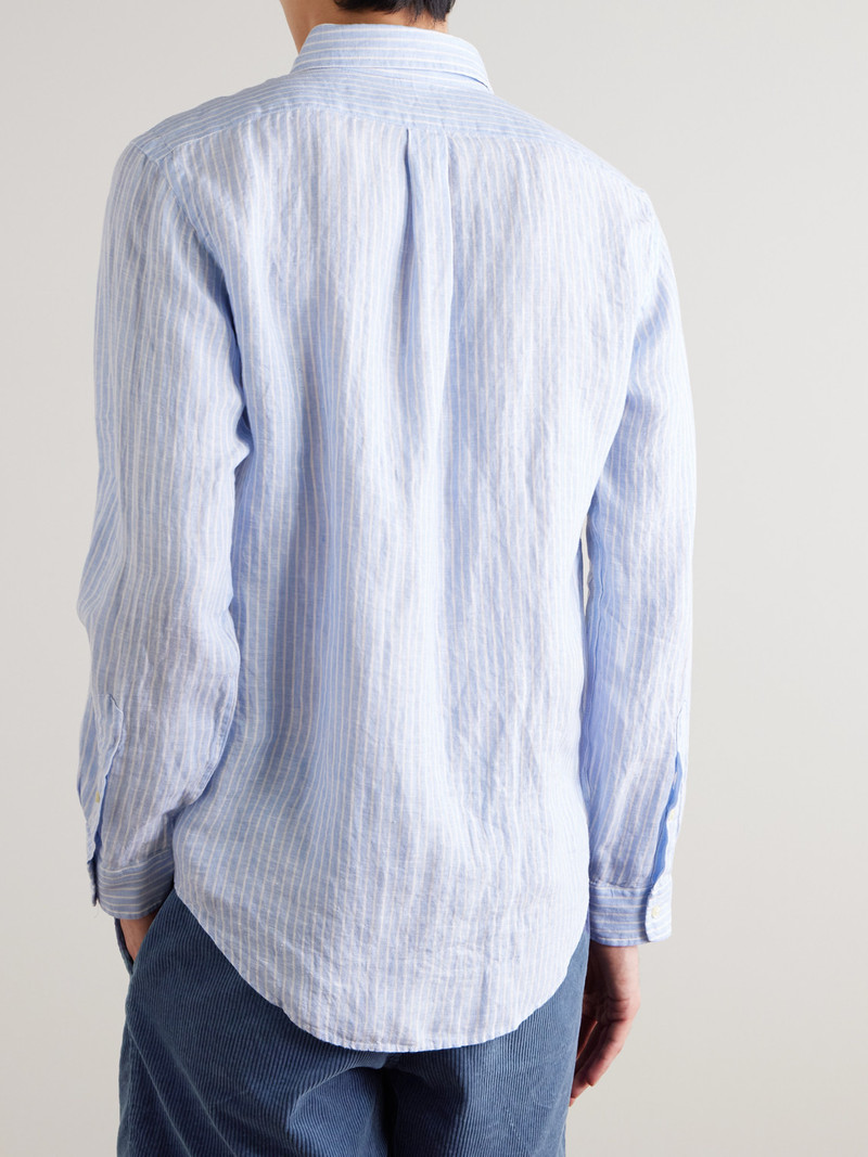 Button-Down Collar Striped Linen Shirt 3
