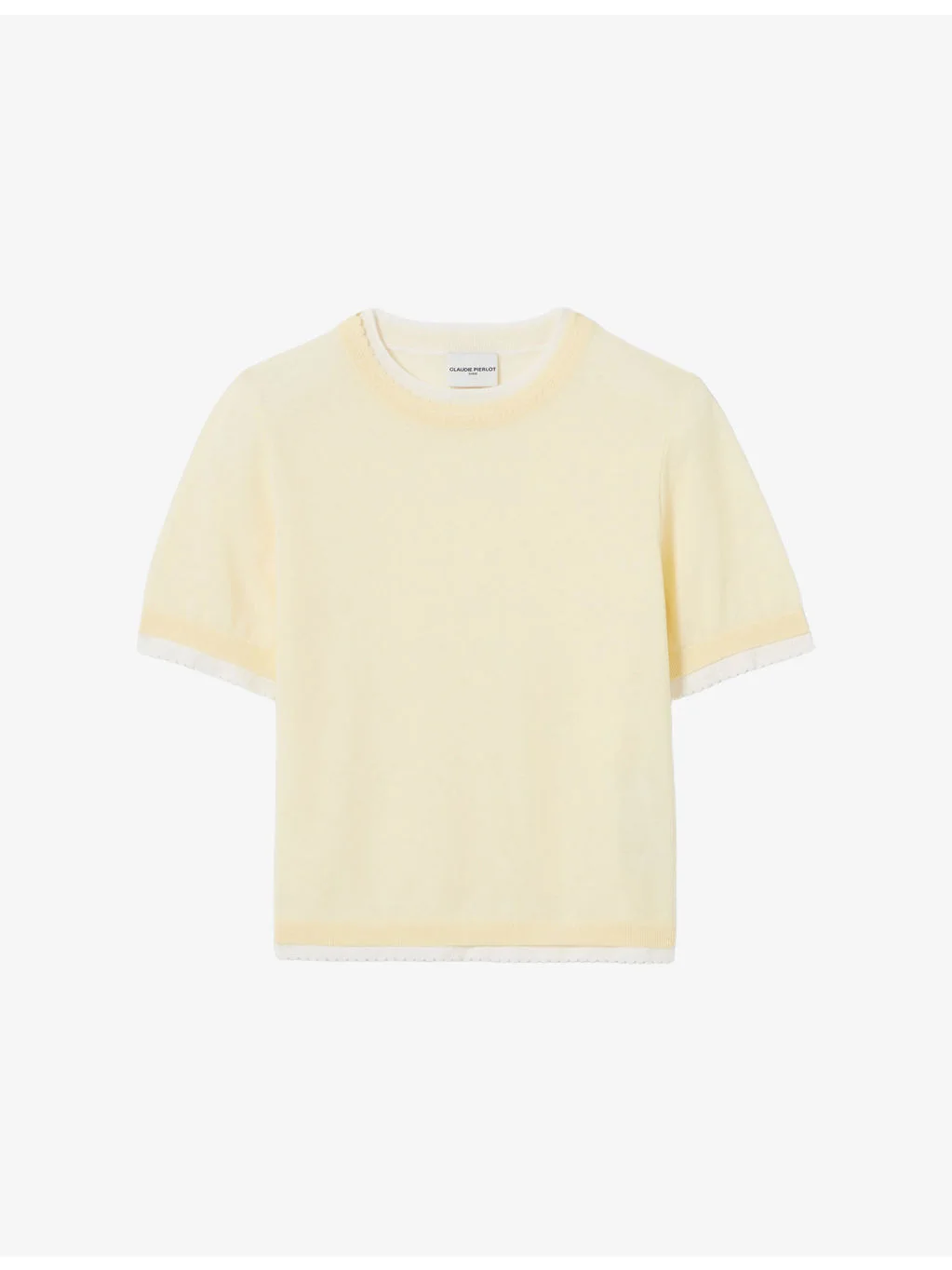 Contrast-Knit Short-Sleeve Cotton-Blend Jumper - 1