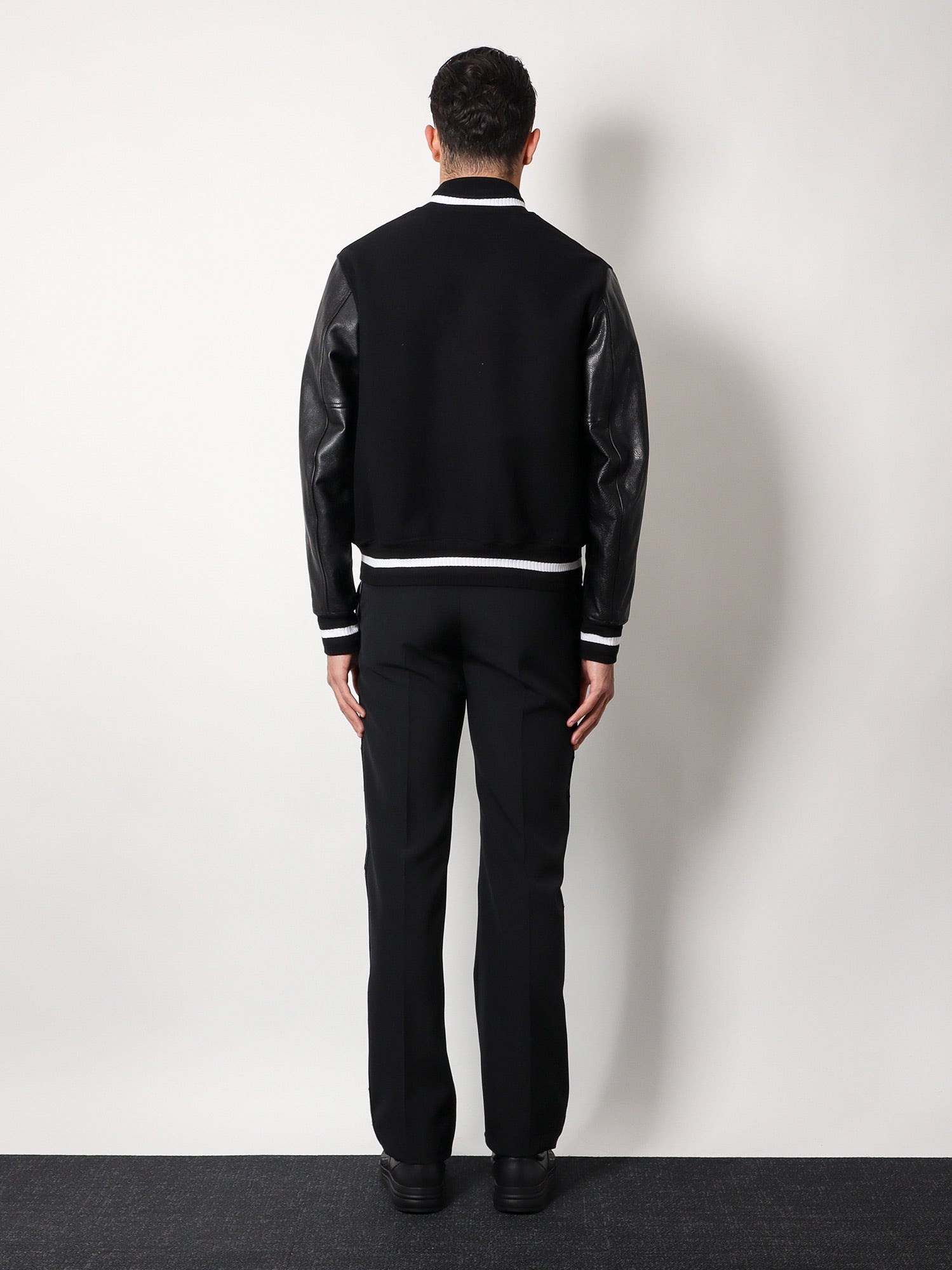 Givenchy Men Varsity Wool Blend Bomber With Leather Sleeves - 3