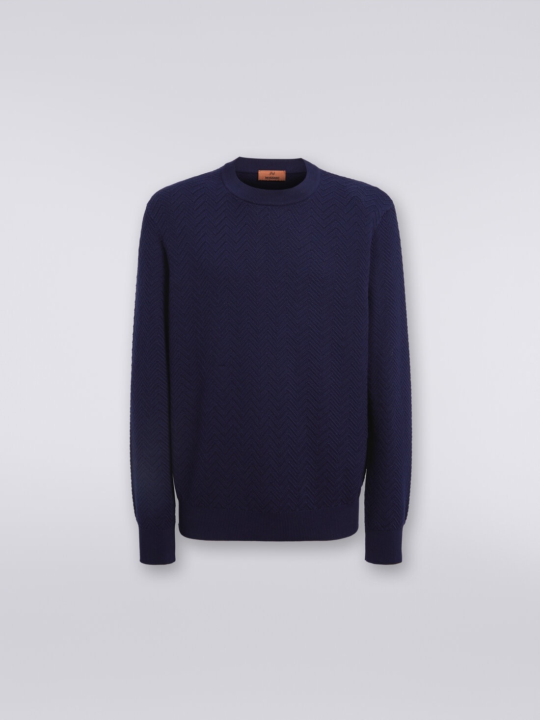 Cotton chevron crew-neck pullover - 1
