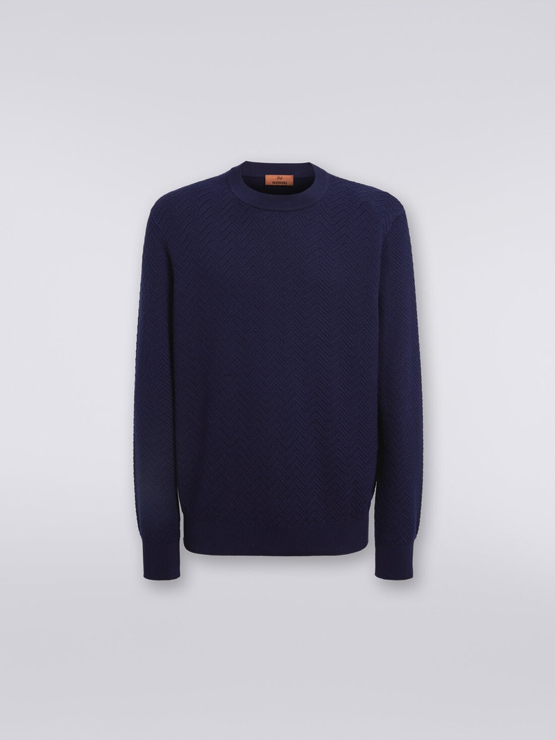 Cotton chevron crew-neck pullover 1