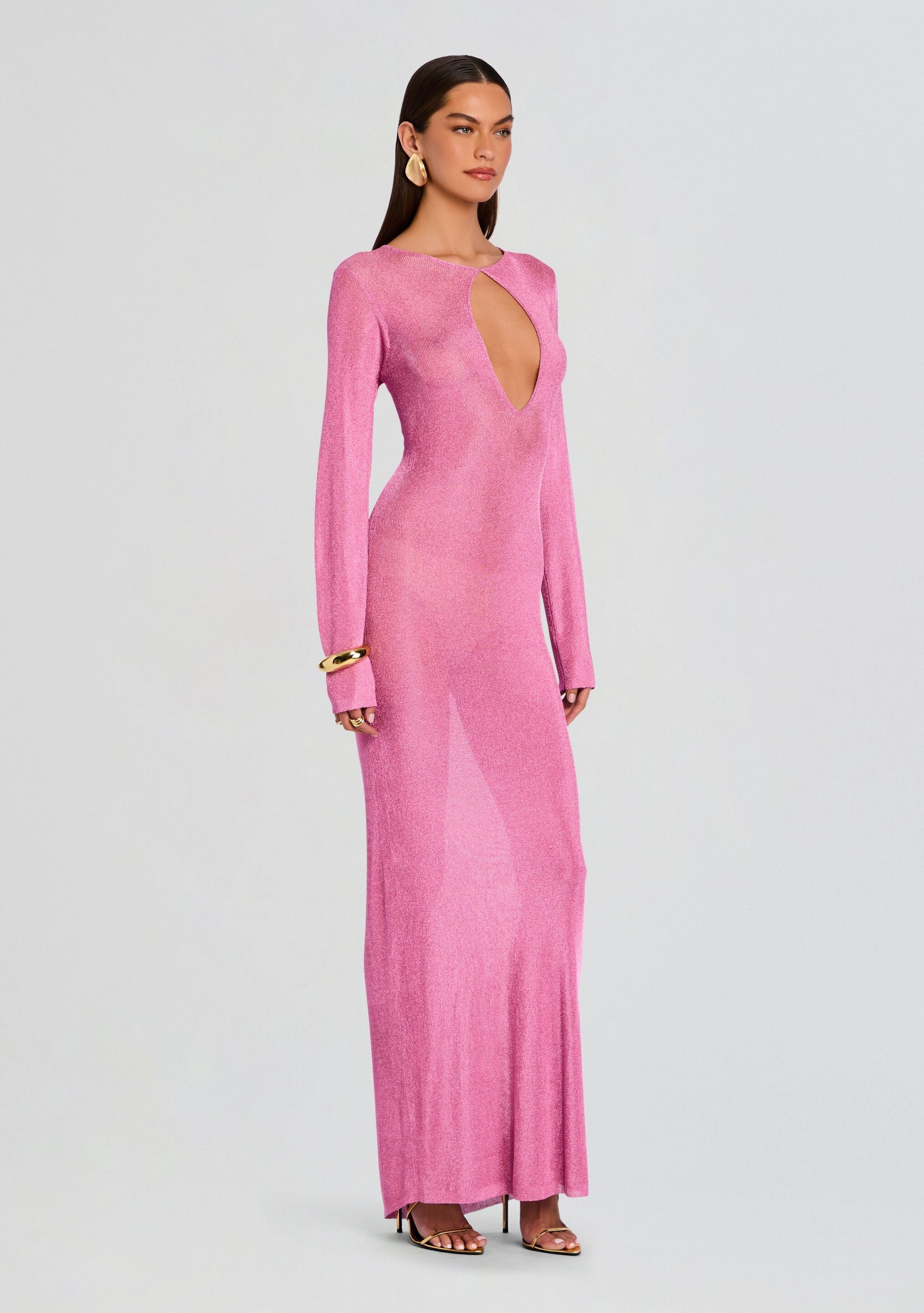 CARMEL METALLIC KNIT MAXI DRESS - 3