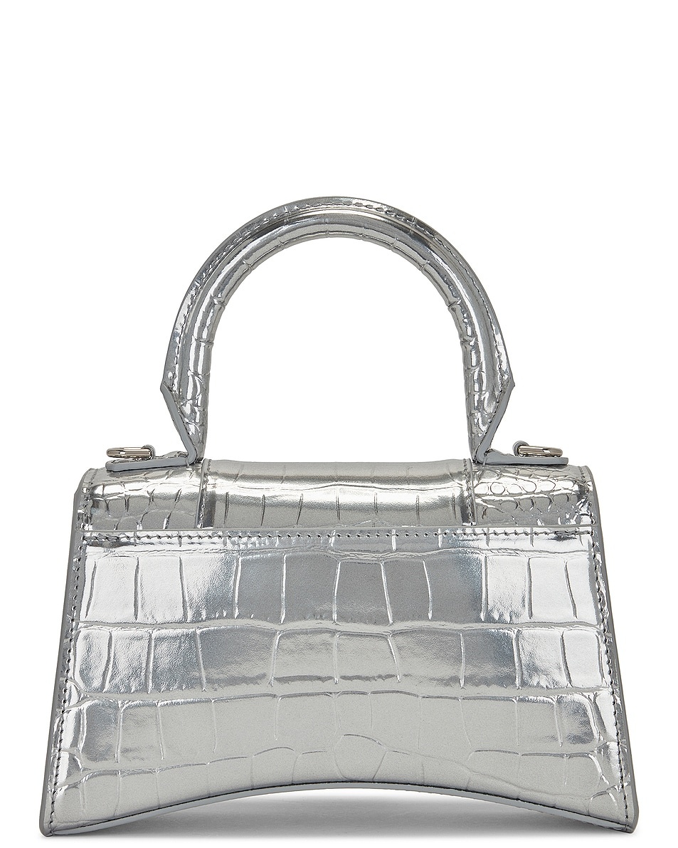 Women's Hourglass Xs Handbag Crocodile Embossed in Silver