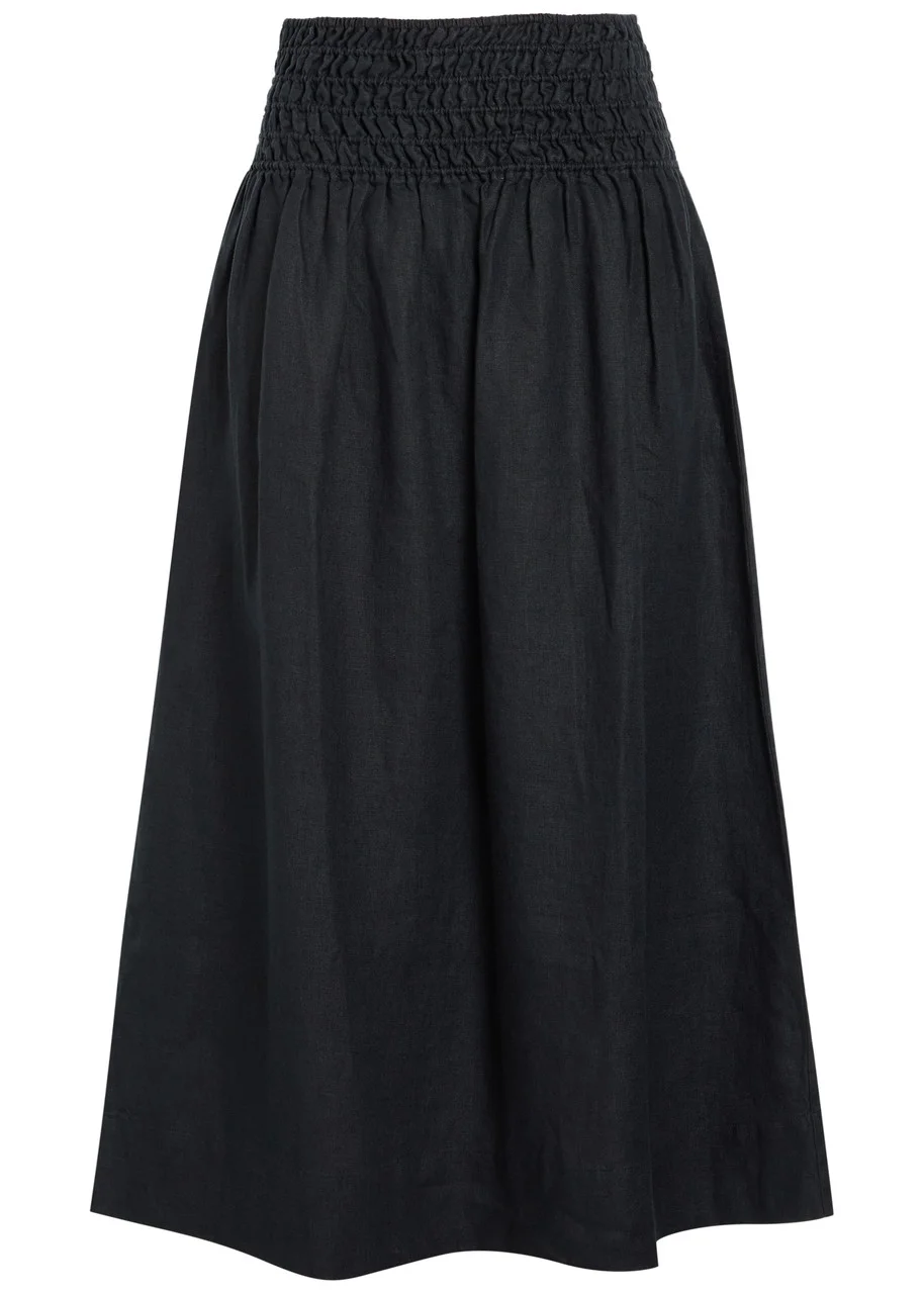 Rails Alessa Shirred Linen Midi Skirt - 1