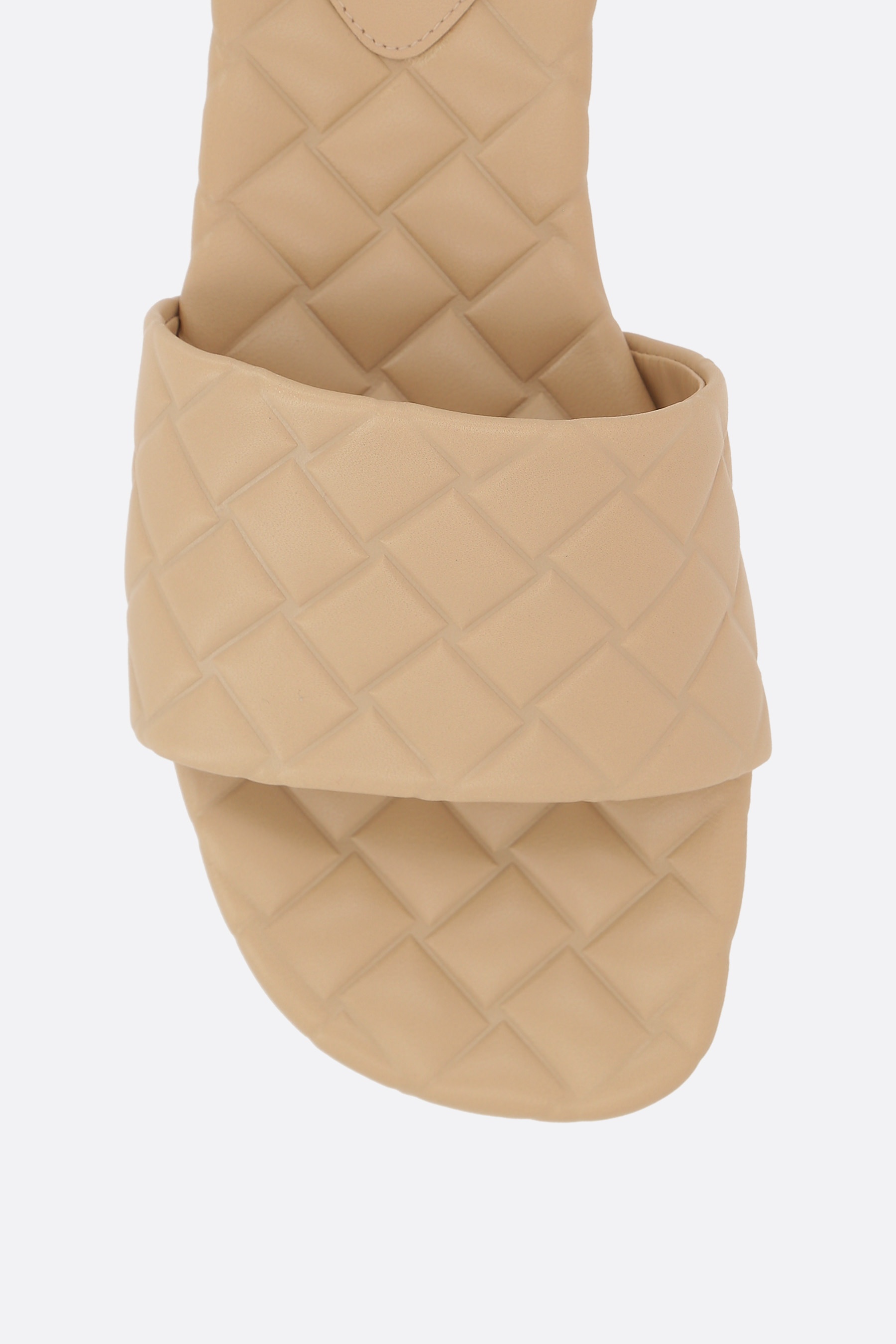 Bottega Veneta AMY EMBOSSED LEATHER SLIDE SANDALS