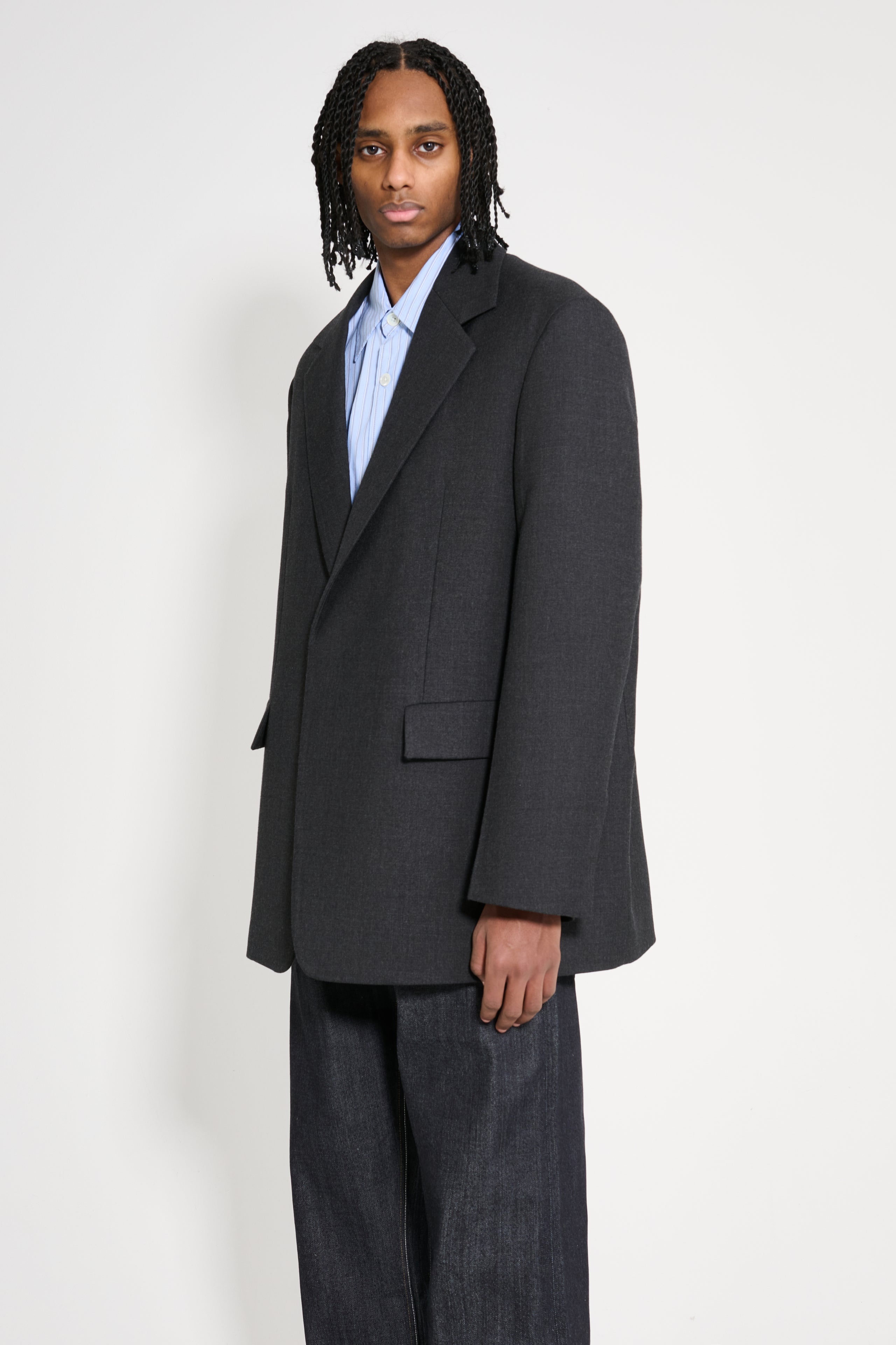 JIL SANDER PADDED SUIT JACKET CHARCOAL - 2