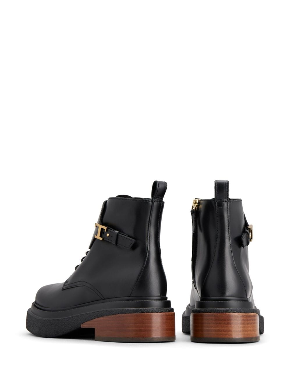 logo-plaque leather ankle boots - 3