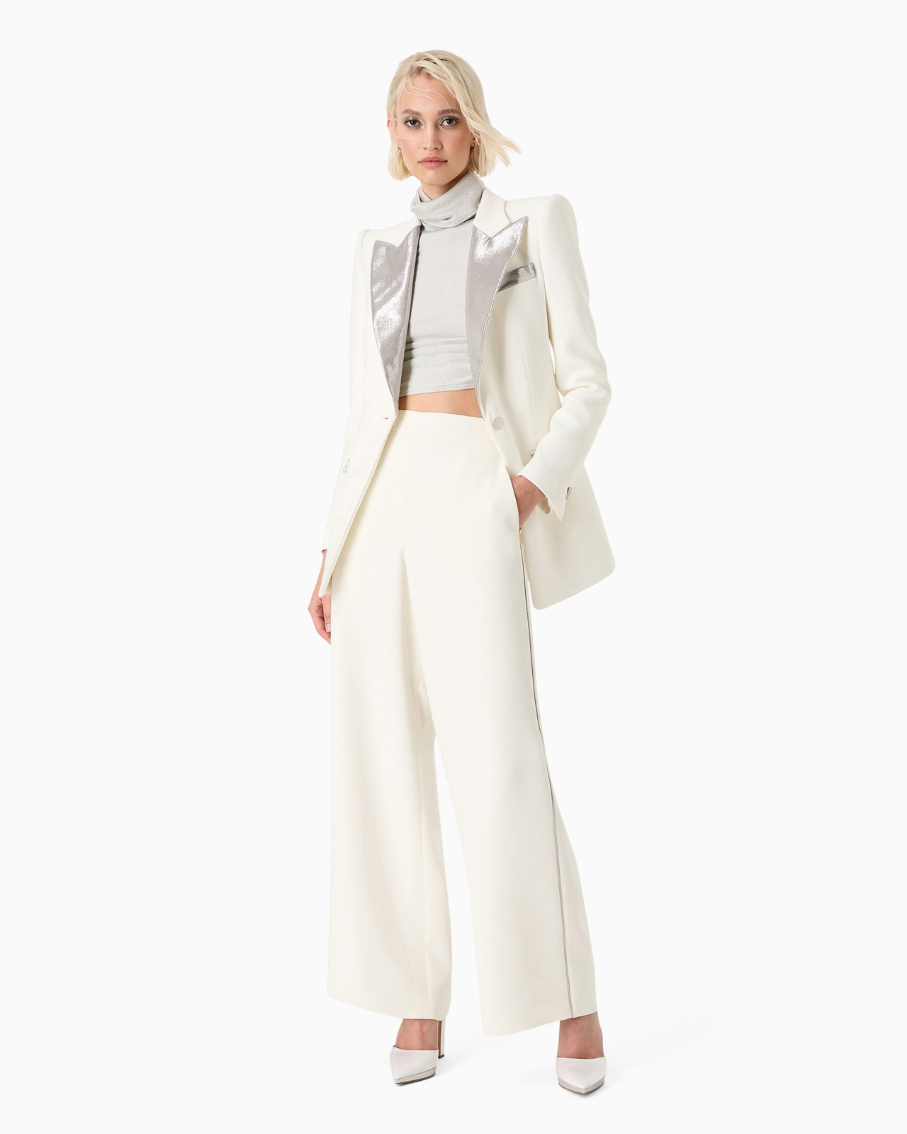 Silk cady wide-legged trousers - 4