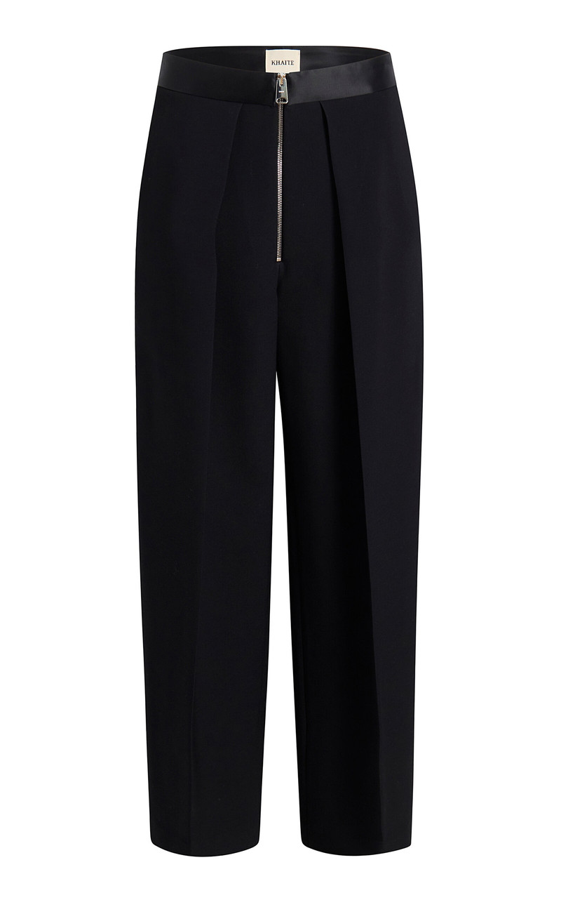 Marine Zipped Crepe Wide-Leg Pants black - 1