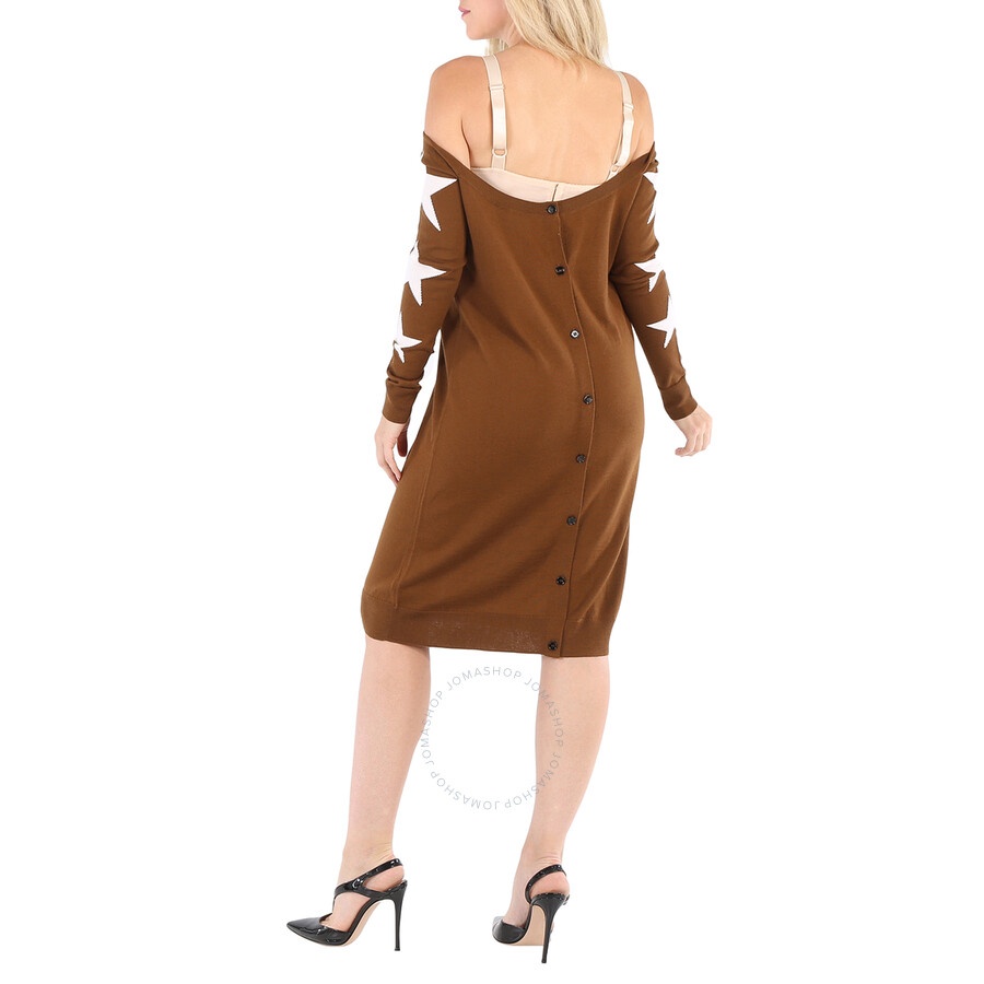 Burberry Ladies Mahogany Star Motif Reconstructed Wool Sweater Dress - 4