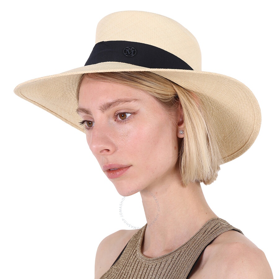Maison Michel Ladies Navy Charles Panama Straw Fedora Hat - 2