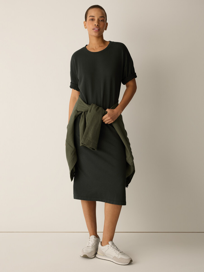 Garment-Dyed Organic Cotton Terry Crew Neck Dress 3