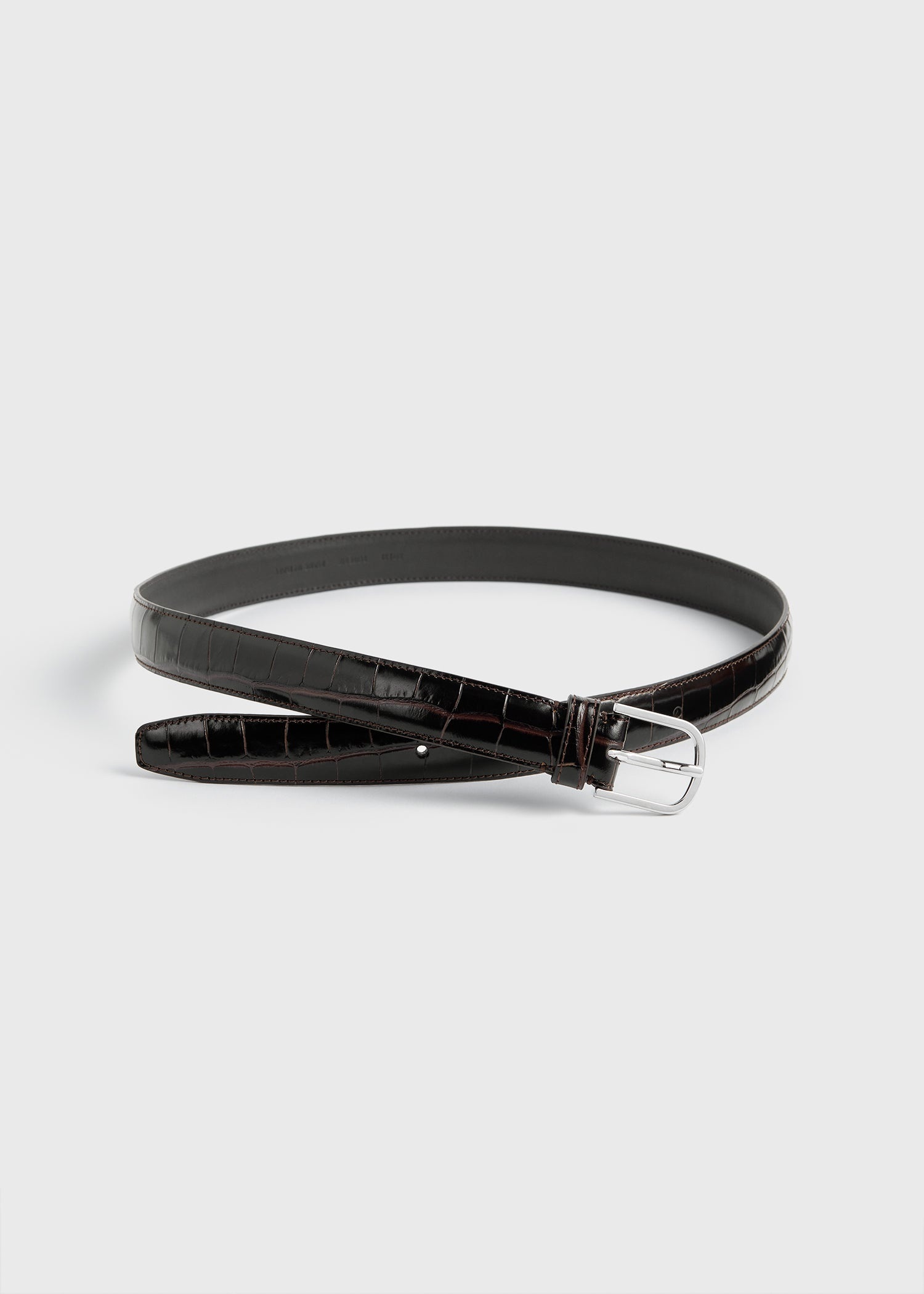 Slim croco-embossed belt chocolate - 5