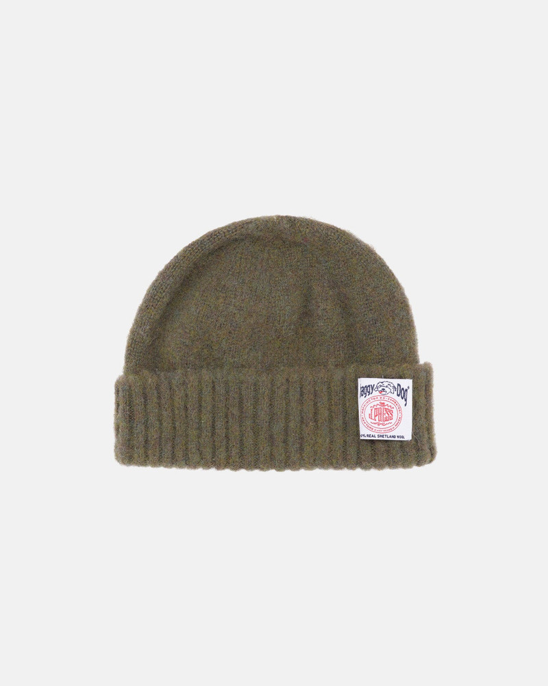 MADE-IN-SCOTLAND OLIVE SHAGGY DOG BEANIE 1