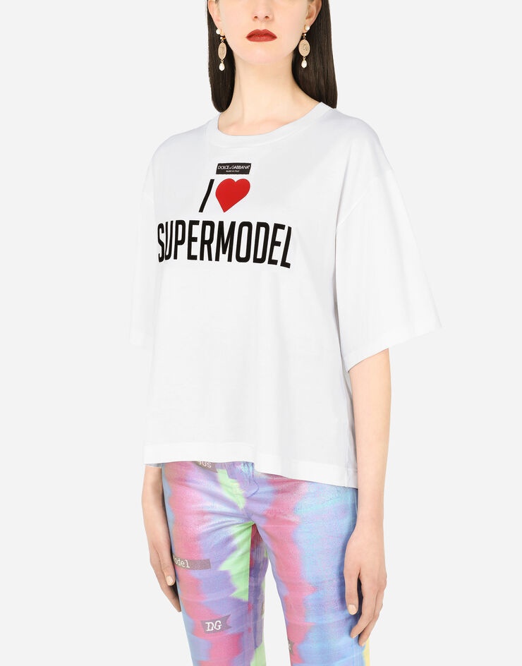 Jersey T-shirt with I love super model print - 4