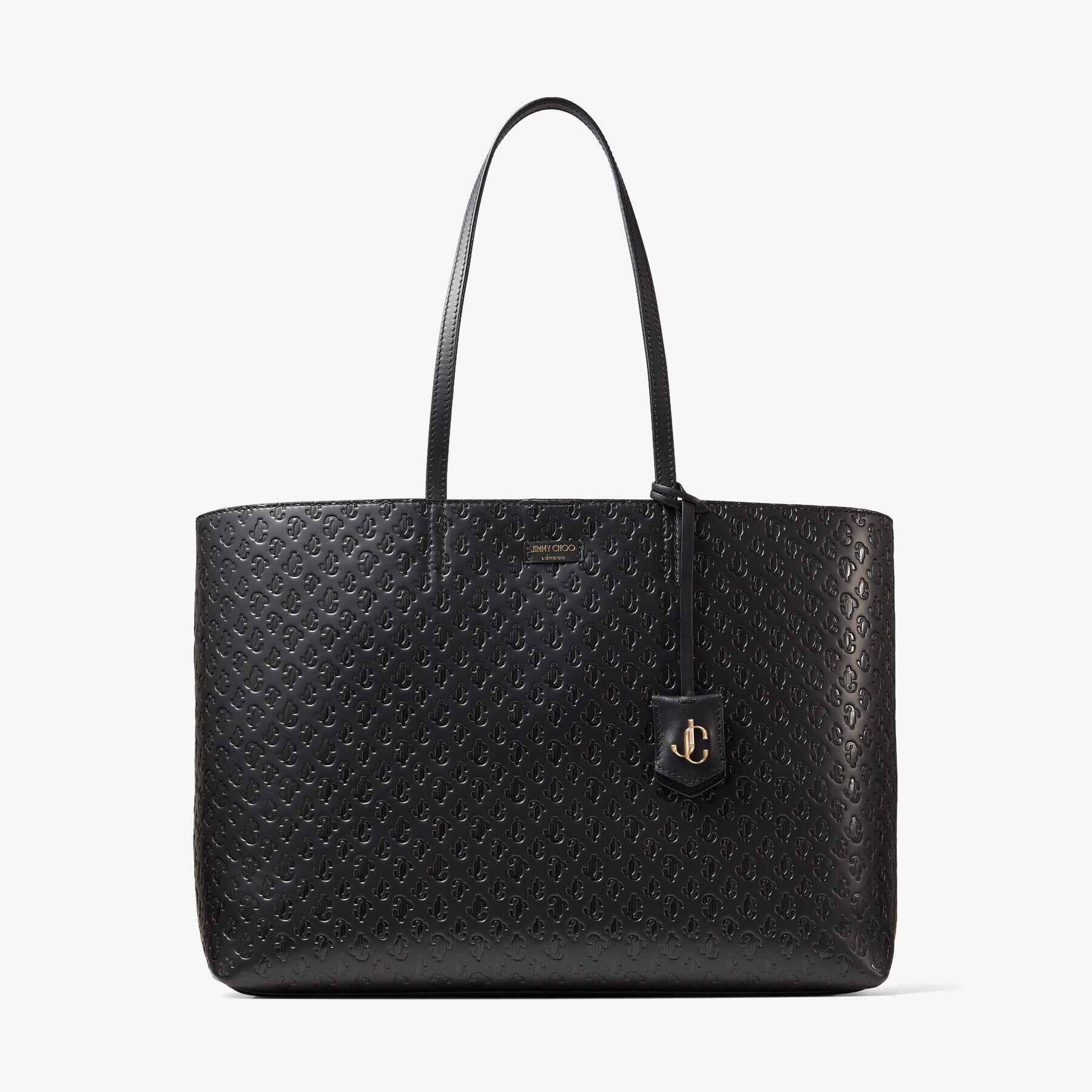 Nine2five E/w
Black JC Monogram Pattern Tote Bag with Light Gold JC Emblem - 1