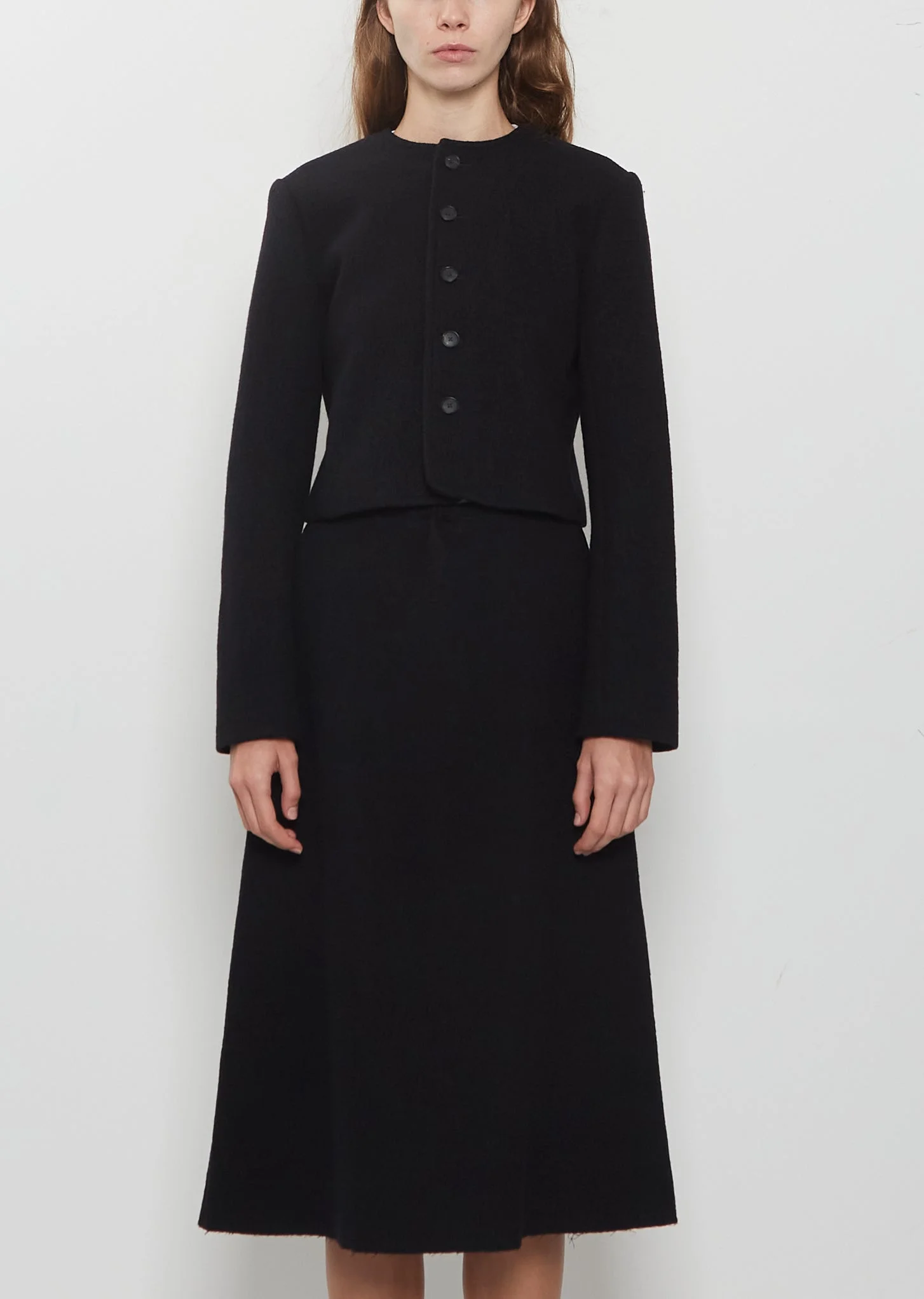 Wool Cotton Collarless Jacket - 1