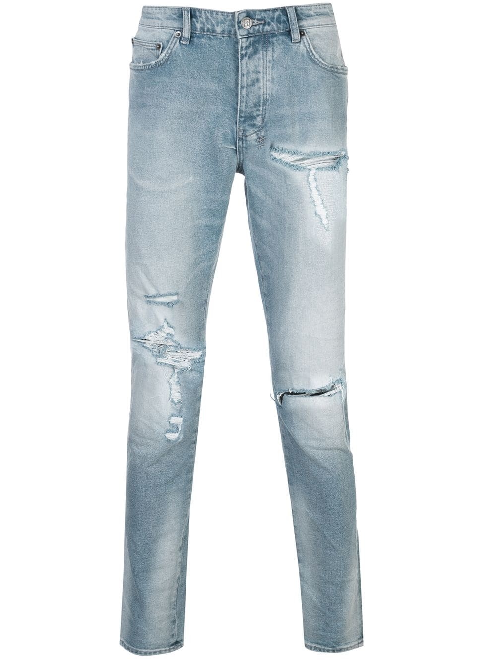 slim-fit distressed jeans - 1