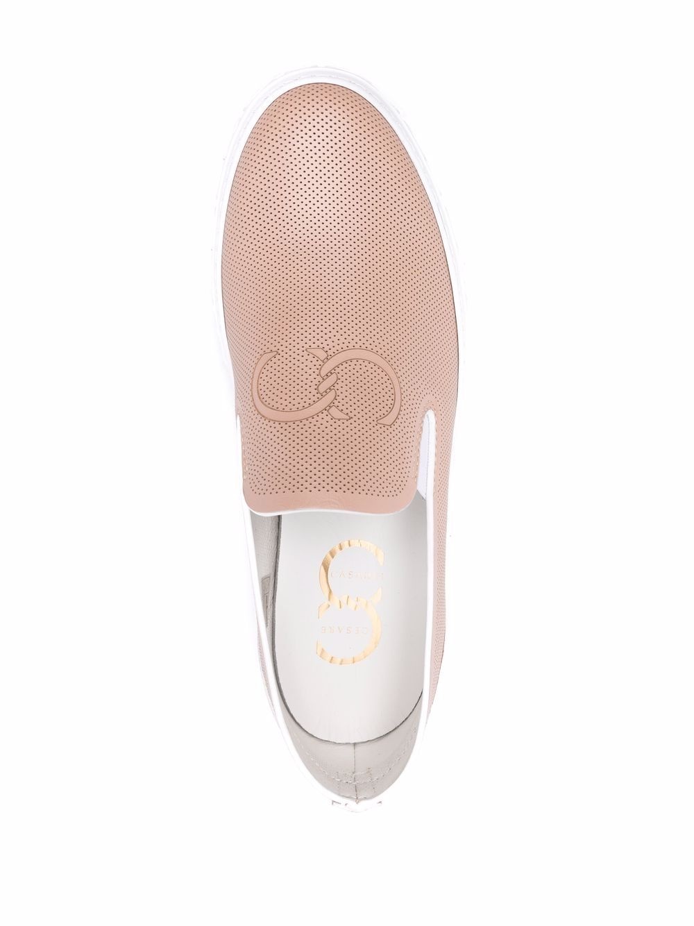 embossed-logo slip-on sneakers - 4