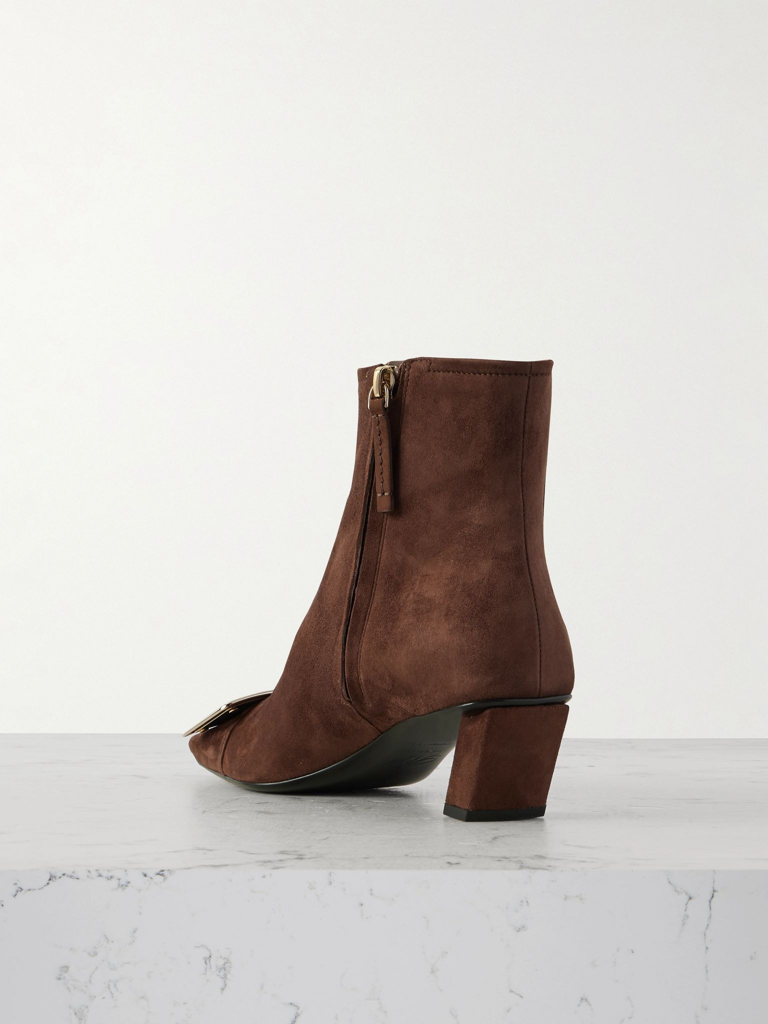 Belle Vivier buckled suede Chelsea boots Chocolate - 3