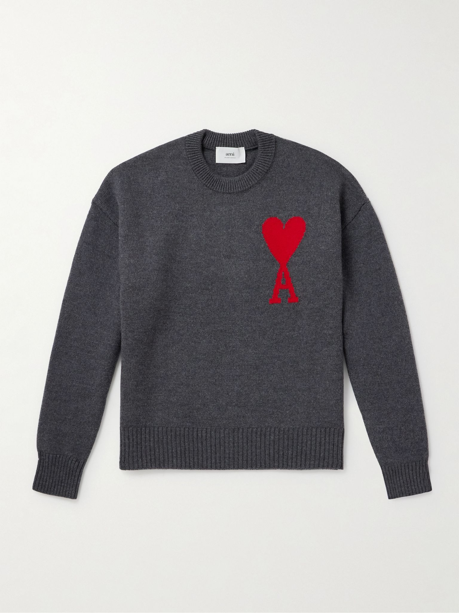 Logo-Intarsia Virgin Wool Sweater Gray - 1