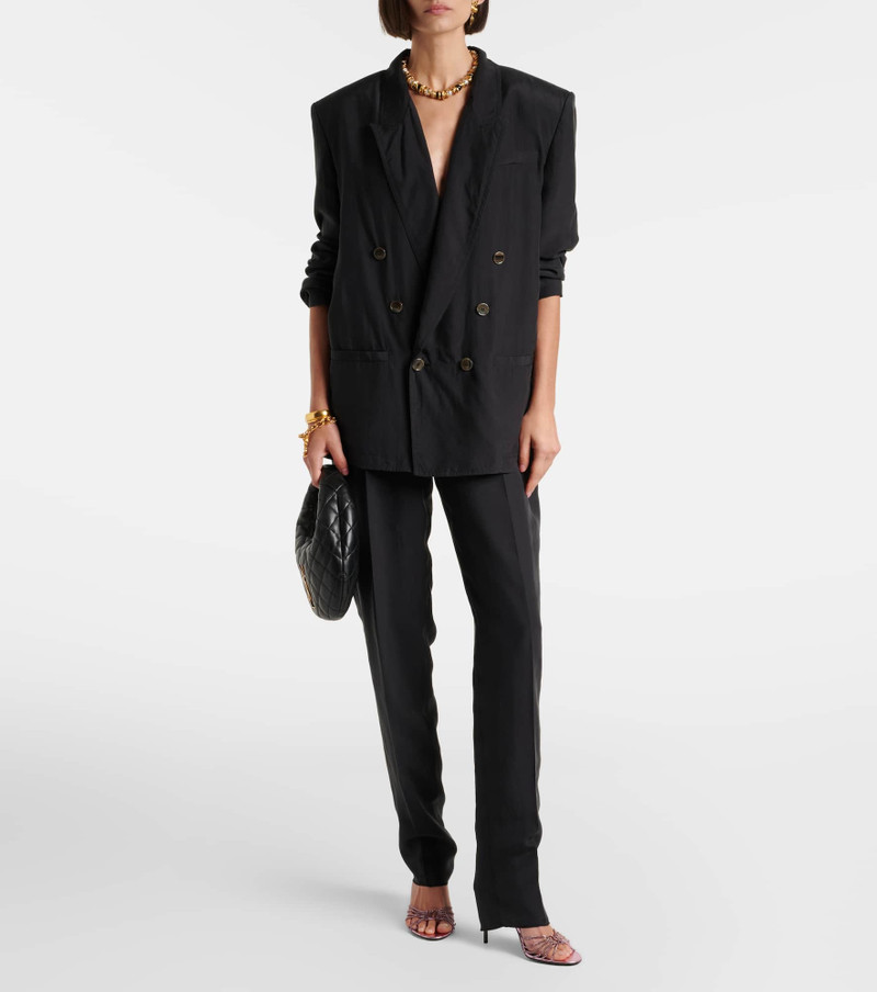 SAINT LAURENT Double-breasted silk blazer outlook