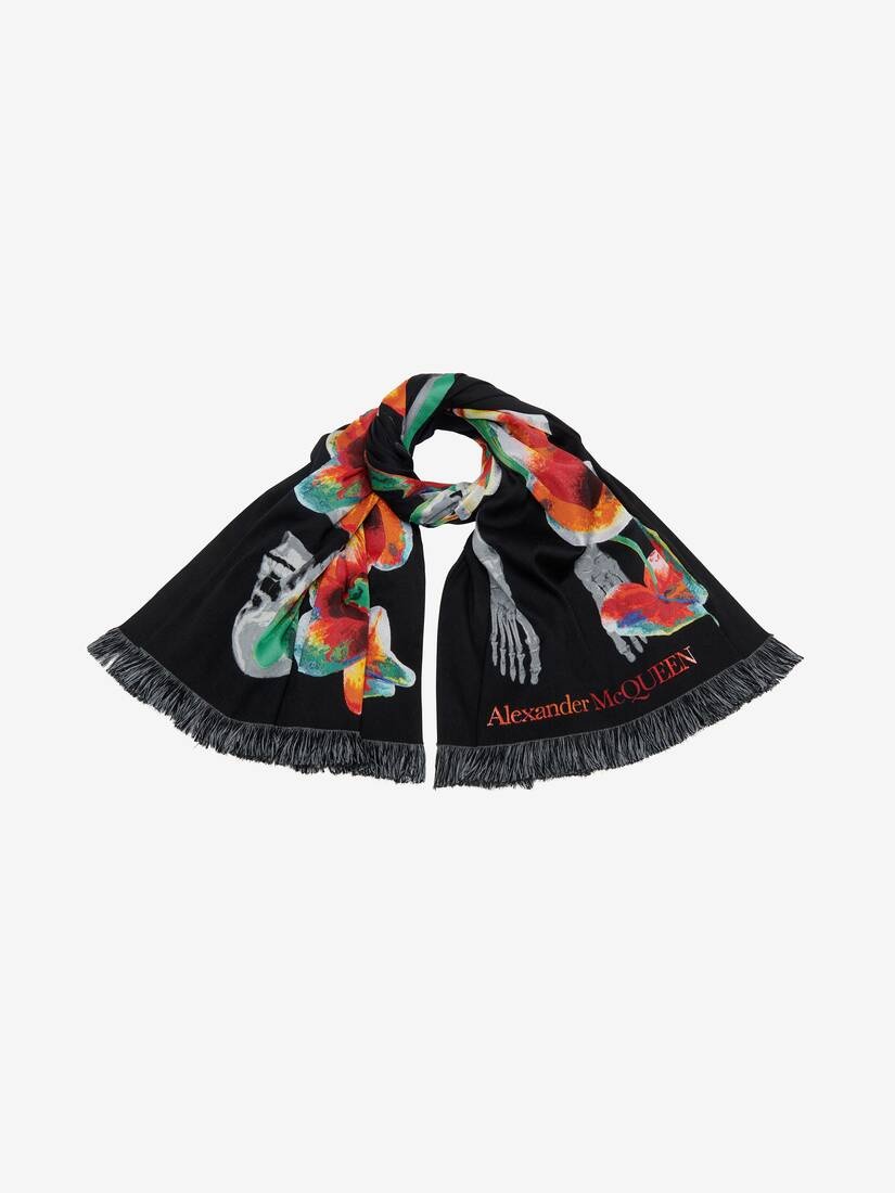 Women's Orchid Skeleton Stole in Black/red - 2