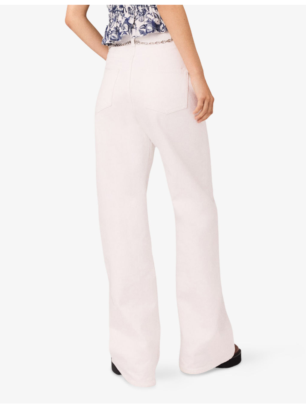 Chain-Belt Wide-Leg High-Rise Stretch-Denim Jeans - 4