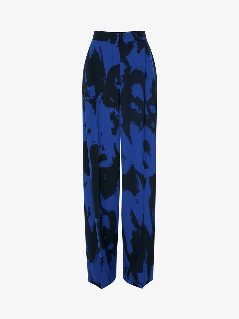 Barathea Mcqueen Graffiti Wide Leg Trousers in Electric Blue/black - 1