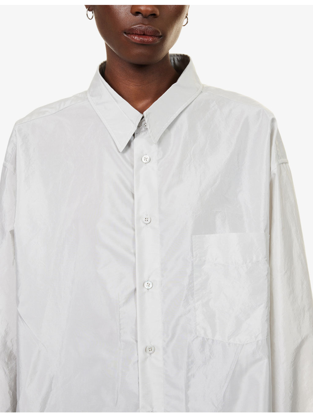 Oversized Long-Sleeves Woven Shirt - 5