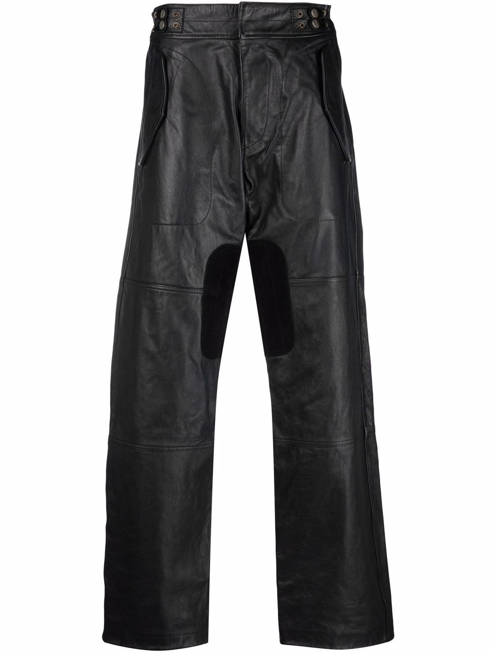 straight-leg leather trousers - 1