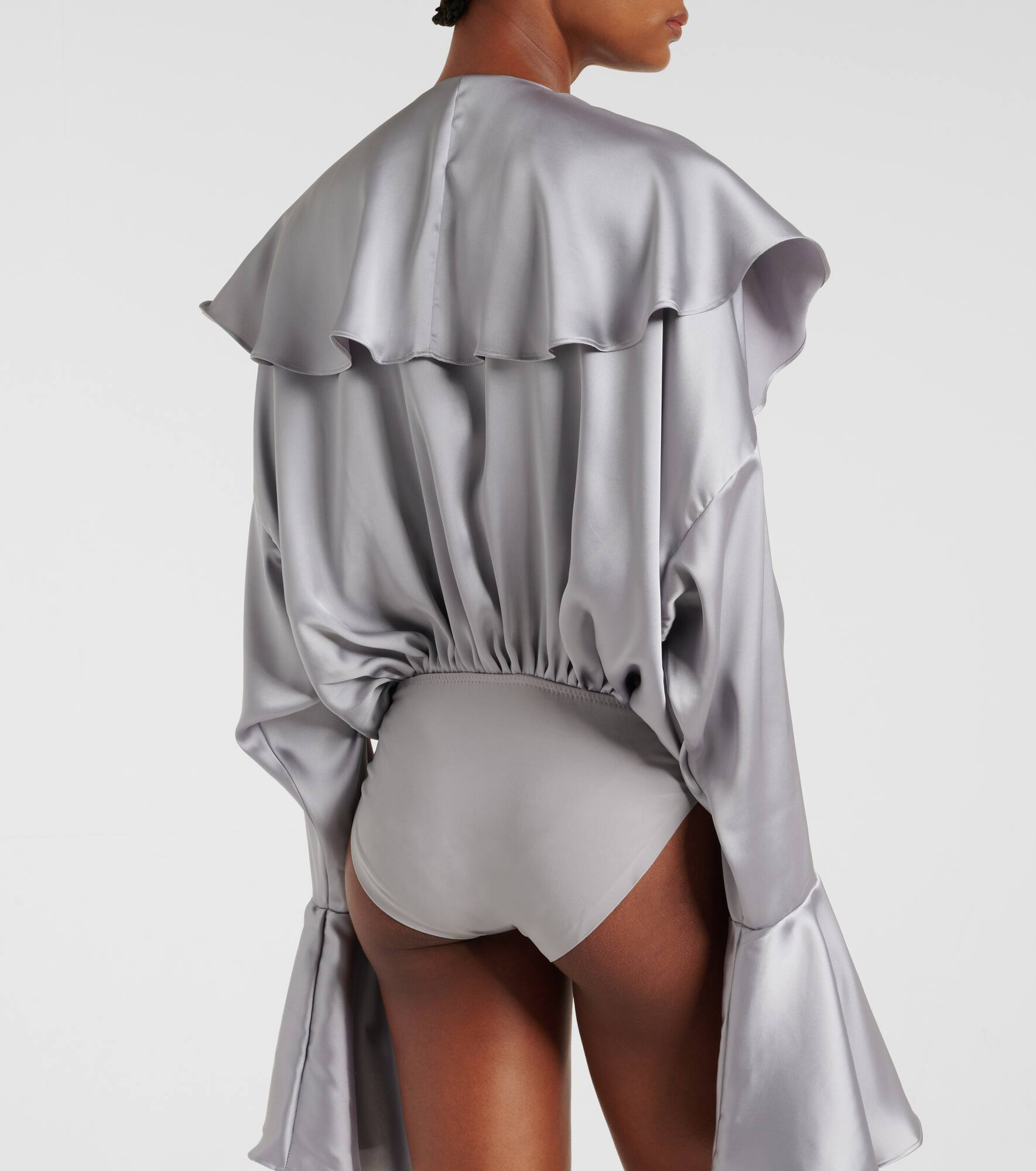 Ruffled satin bodysuit - 4
