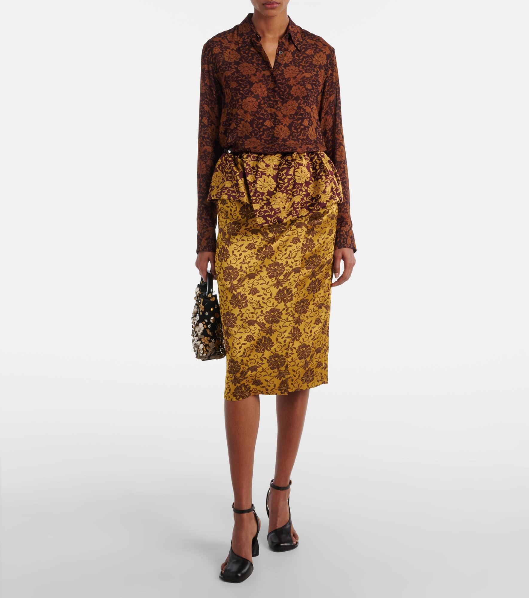 Floral ruffled midi skirt - 2
